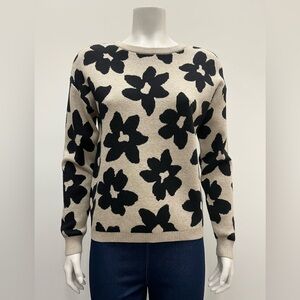Floral Black and Cream Sweater